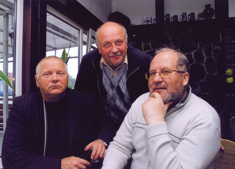 Su Vytautu Račicku ir Romualdu Skunčiku Klaipėdoje. 2009 m. Petro Šmito nuotr.