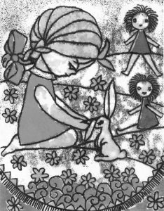 „Braškių karalienė“ (1967). M. Kryževičiūtės-Jurgelionienės iliustr. „Braškių karalienė“ (1967). M. Kryževičiūtės-Jurgelionienės iliustr.
