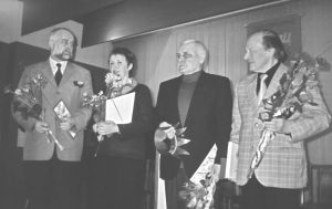 J. Liniauskas, D. Žemaitytė, L. Gutauskas ir M. Vainilaitis šventės metu J. Liniauskas, D. Žemaitytė, L. Gutauskas ir M. Vainilaitis šventės metu