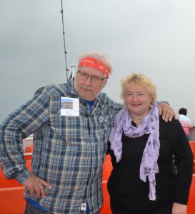Plaukiant į Helgolando salą.  Su Džiuljeta Maskuliūniene. 2015 m.