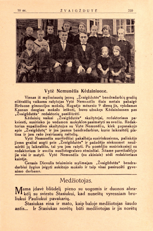 „Žvaigždutė“, 1929 Nr. 10, p. 239. Iliustracija iš portalo „Epaveldas.lt“